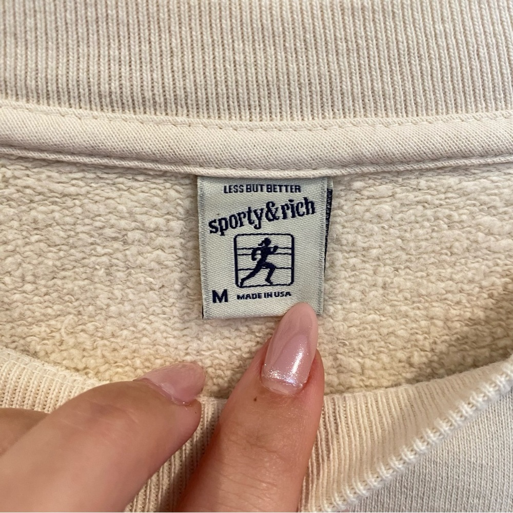 Sporty & Rich New York Fitness Club Crewneck Sweatshirt In Cream - Picture 7 of 9